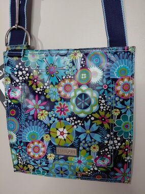 HABAKI Scoop Sling Bag Blue Multi Floral Crossbody NWT